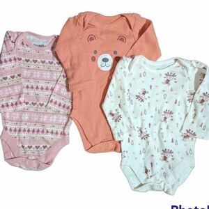 Baby Girl Long Sleeve Bodysuits, 0-3 Months